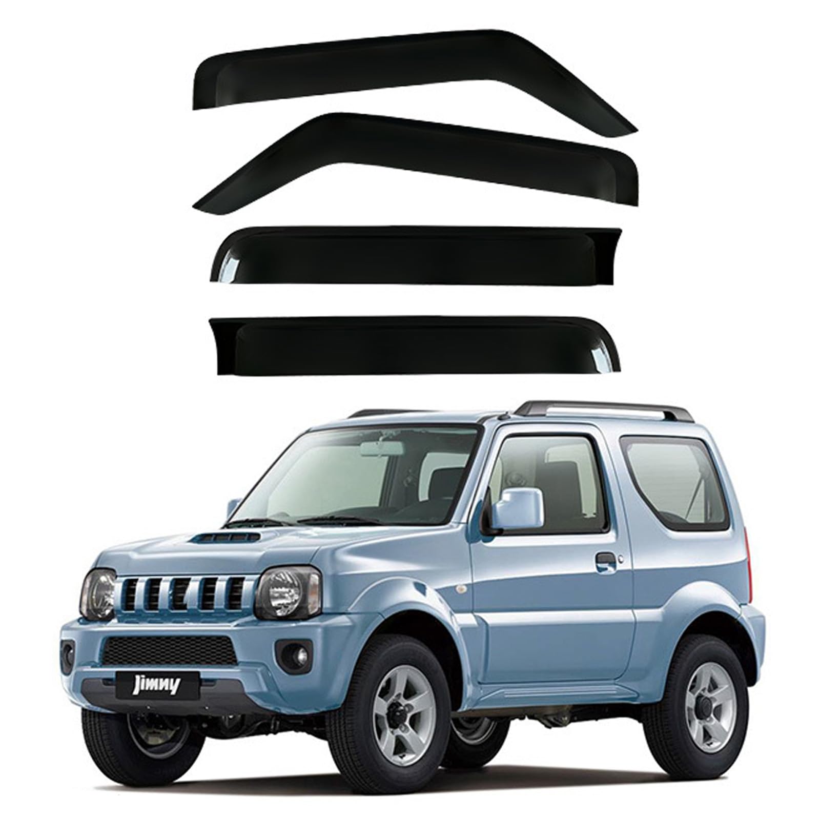 スズキ ジムニー Jimny JB23-JB53 2005-2018 車用 サイドバイザー 雨除け ドアバイザー 日除け 換気 窓サンバイザー 車種専用設計 ドア サイドバイザー スモーク 半透明 カーパーツ サイド ウインドウ バイザー 運転席 助手席|えふえふショップ
