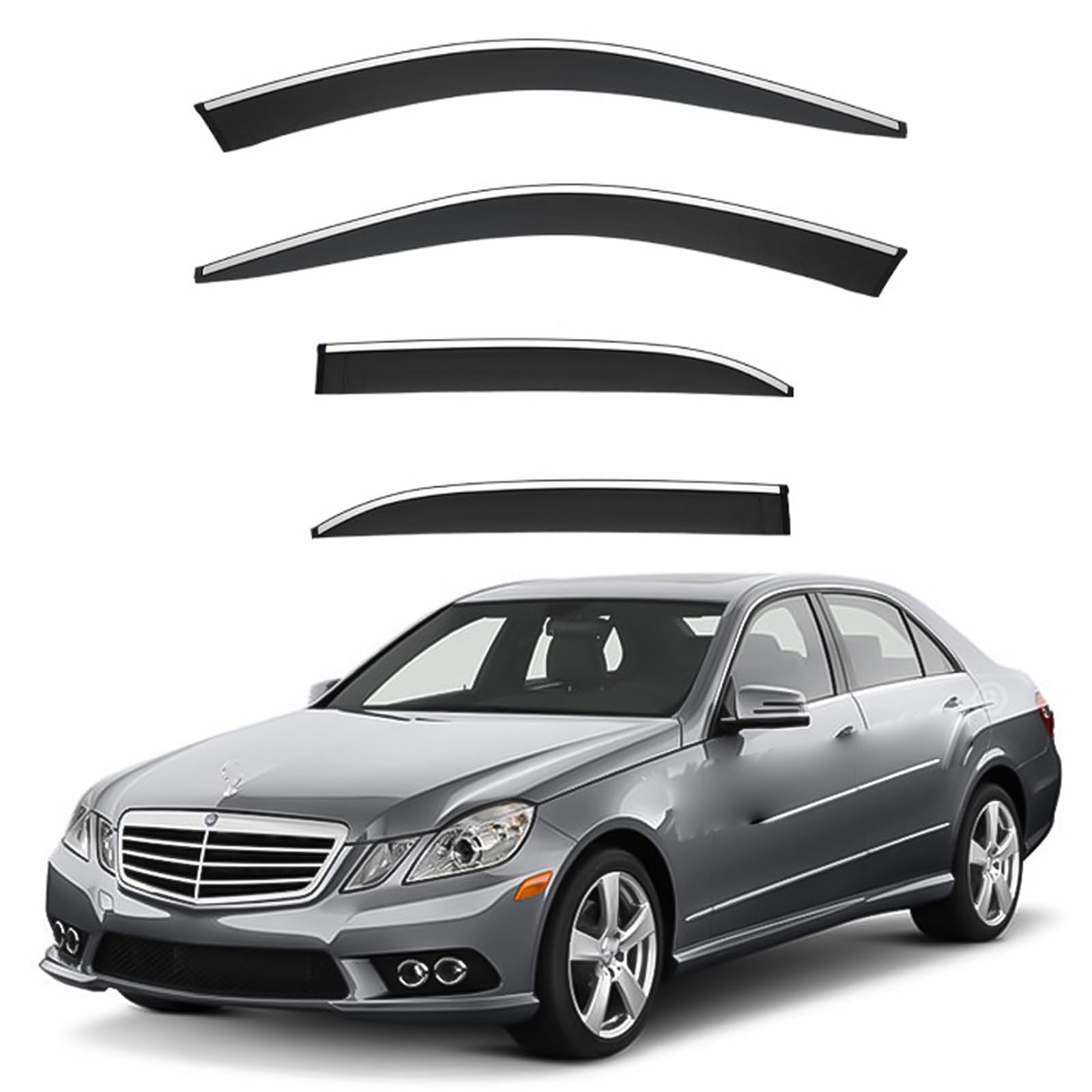 ドアバイザー ベンツ E クラス ショートアクスル W212 2010-2015 日除け 雨除け 車用 サイドバイザー スモーク 換気 半透明 窓サンバイザー テープ付き 外装 カスタム パーツ 車用 サイド ウインドウ バイザー 自動車バイザー 運転席 助手席 車種専用設計 (4枚) 8,678円