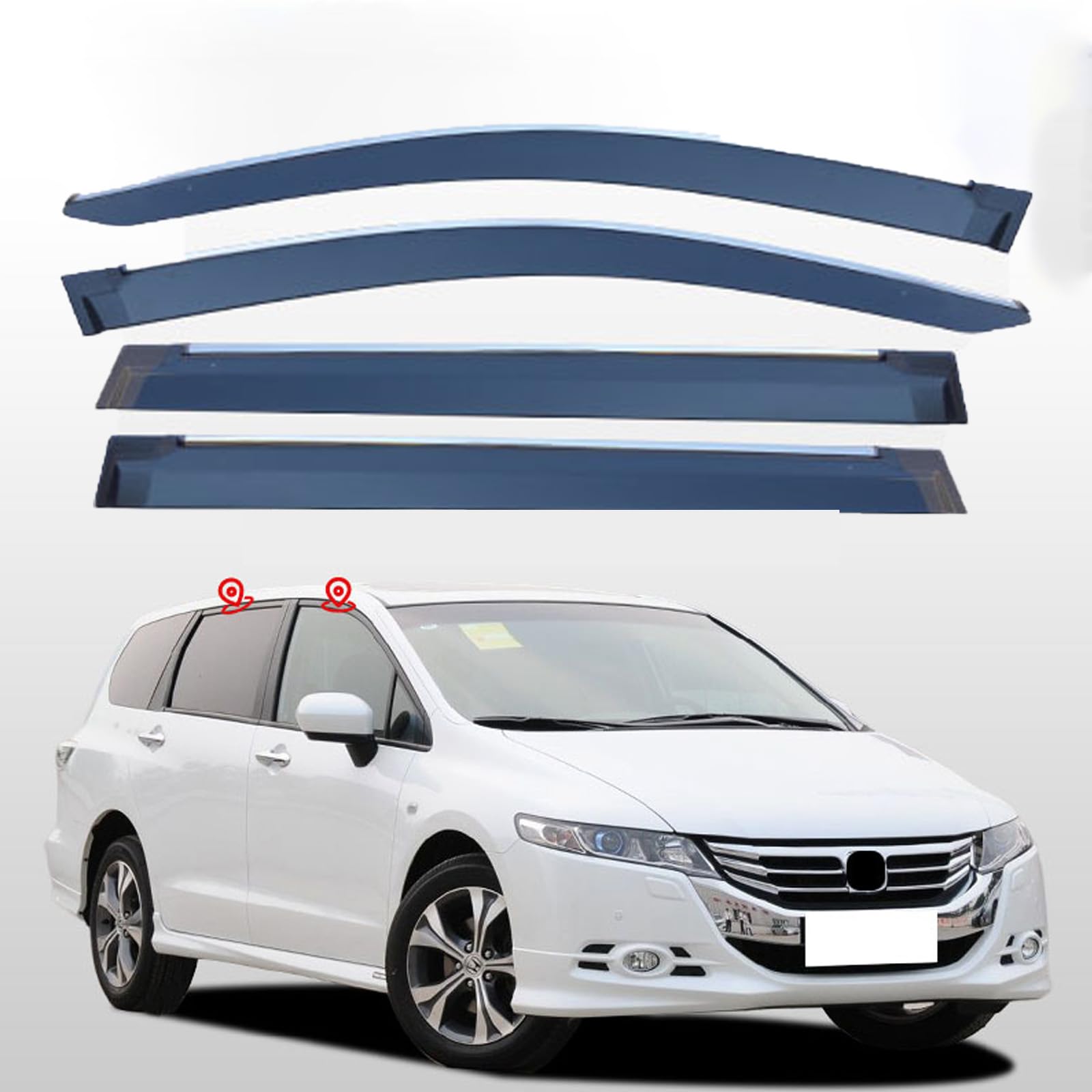 ホンダ オデッセイ ODYSSEY 2009-2014 車用 サイドバイザー 雨よけ 日よけ 換気 ドアバイザー スモーク 半透明 窓サンバイザー 車アクセサリー 運転席 助手席 ウインドウ サンバイザー サイド ウインドウ バイザー 車種専用設計 (4枚)｜えふえふショップ