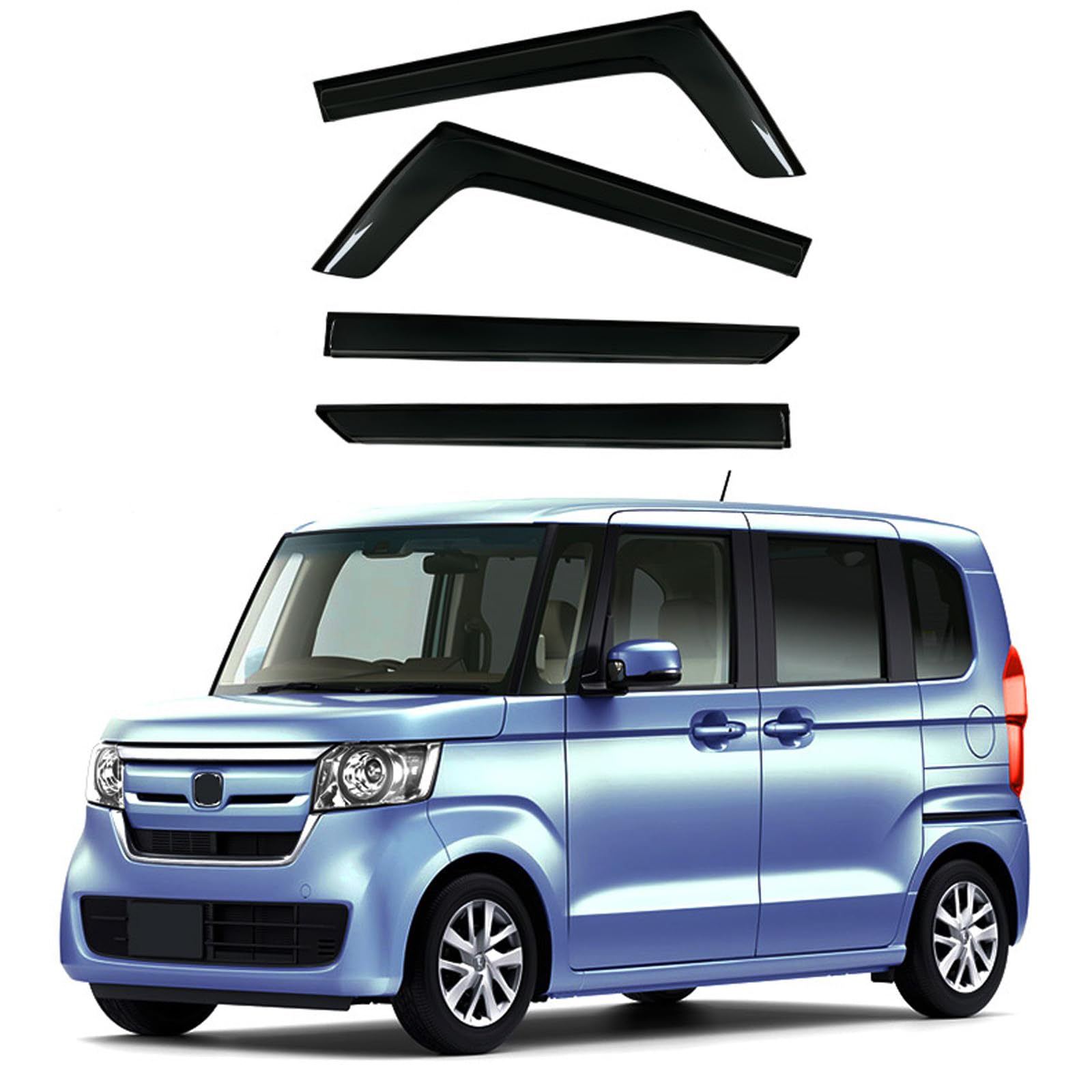 車用 ドアバイザー ホンダ N-BOX 2017-2023 車用 サイドバイザー 雨よけ 日よけ サイド ウインドウ バイザー 換気 車種専用設計 ドア サイドバイザー テープ付き 運転席 助手席 窓サンバイザー カーレインシールドウィンドウバイザー (4枚)｜えふえふショップ