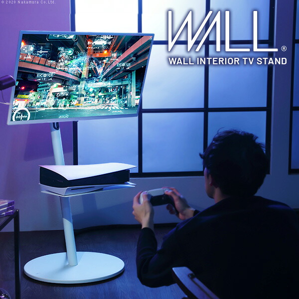 WALLは生まじめの耐震 累算100万台 テレビ受像機台 壁寄せテレビ受像機照明ランプ WALL SEVENSTAND A2置き目手合い ゲーミングモデル 24型～55型相応う+リコーダー棚板+上下角度合わせる鉤括弧 3点書き割り