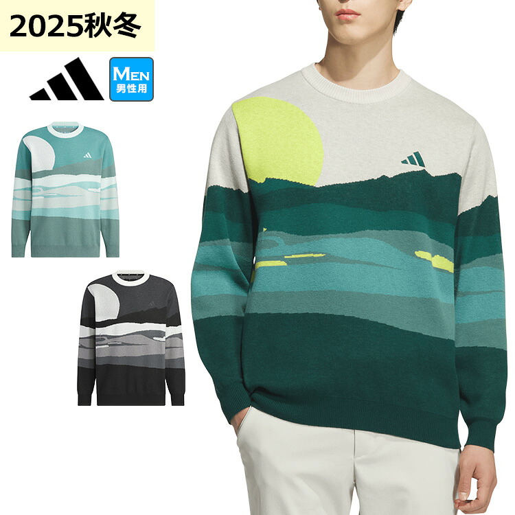【FG】【30%OFF・SALE・セール】2025年 秋 冬 モデル adidas アディダス ゴルフウェア JVU98 グラフィック クルーネック セーター[ゴルフコース柄]（メンズ）