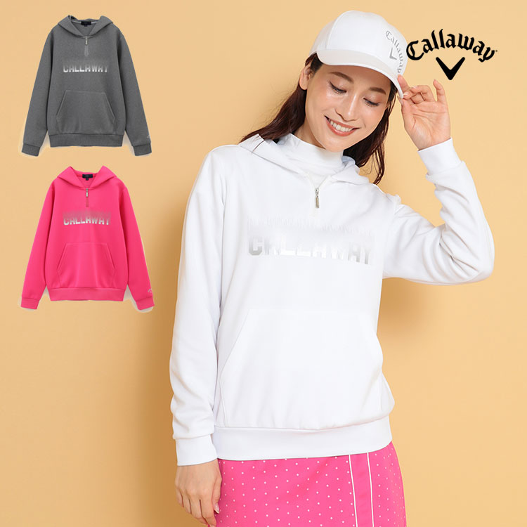 【FG】【55%OFF・半額以下・セール・SALE】秋 冬 Callaway GOLF キャロウェイ ゴルフウェア C24217200 メタリックロゴ スウェット パーカー （レディース）