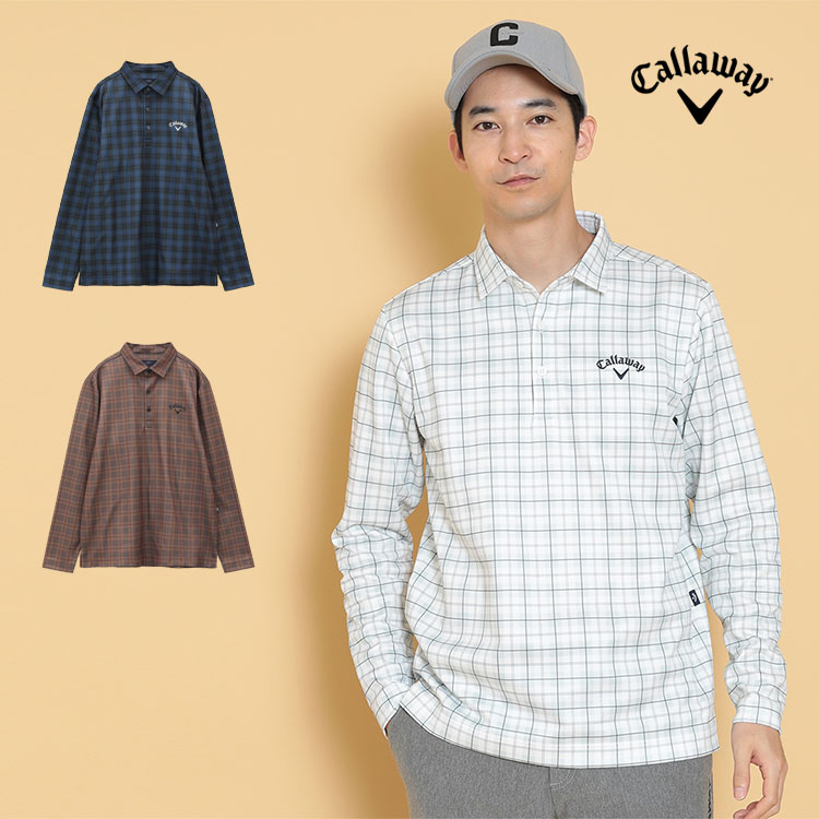 【FG】【55%OFF・半額以下・SALE・セール】秋 冬 Callaway GOLF キャロウェイ ゴルフウェア C24233114 チェックプリント 裏起毛 シャツ[保温性]（メンズ）