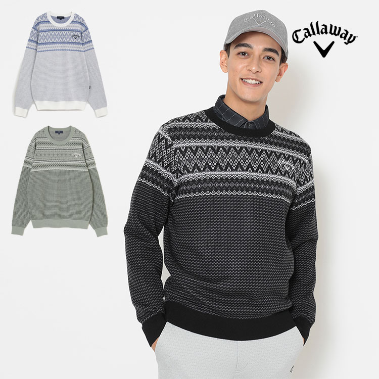 【FG】【30%OFF・SALE・セール】2025年 秋 冬 Callaway GOLF キャロウェイ ゴルフウェア C25218103 ノルディック柄 クルーネック ニット [クルーネックセーター]（メンズ）