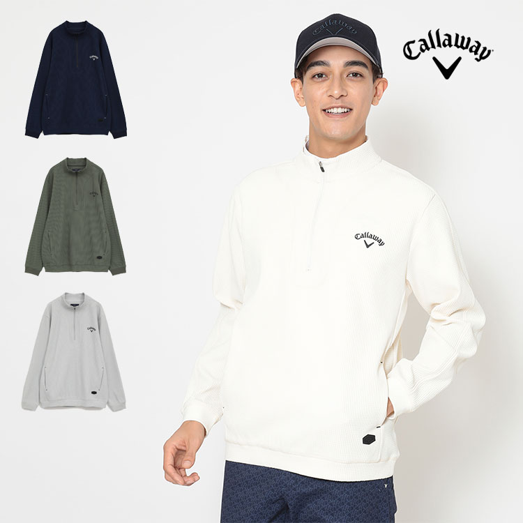 【FG】【30%OFF・SALE・セール】2025年 秋 冬 Callaway GOLF キャロウェイ ゴルフウェア C25233103 ワッフルハーフジップモックネックシャツ [UPF30]（メンズ）