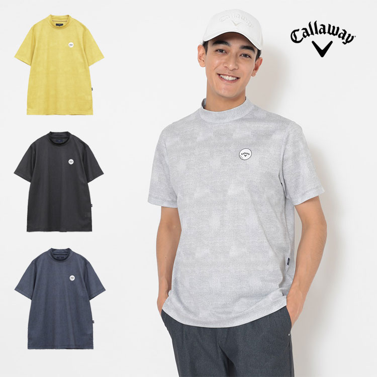 【FG】 2026年 春 夏 新作 Callaway GOLF キャロウェイ ゴルフお召しもの C26134128 かざあな メッシュ シャンブレー柄 半袖 モック プルオーバー（メンズ）