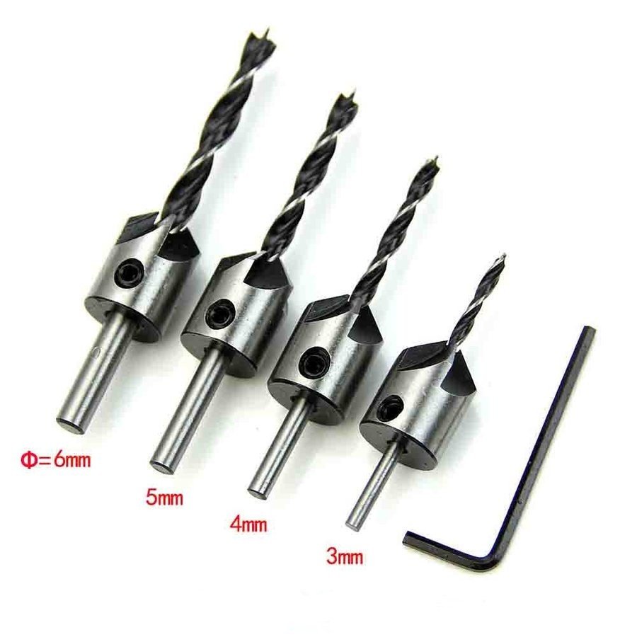 楽天市場】ドリルビット ねじ穴 面取り DIY工具 木工用 3-6mm 4セット