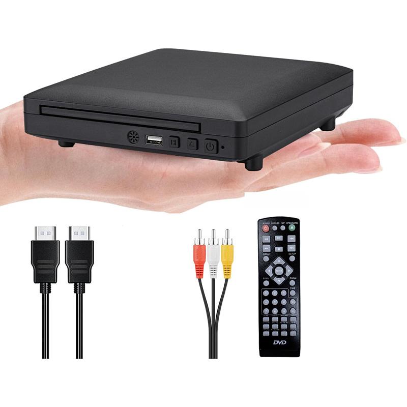 【新旧テレビデッキ両対応！】ミニDVDプレーヤー 1080Pサポート 小型DVD プレーヤー DVD/CD再生専用モデル HDMI端子 RCA三端子搭載 CPRM対応 USB AV / HDMIケーブル リモコン付属