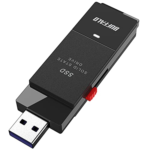 バッファロー SSD 外付け 2.0TB USB3.2 Gen2 読込速度600MB/秒 PS5/PS4メーカー動作確認済 コンパクト 小型 Type-Cアダプター付属 ブラック SSD-SCT2.0U3BA/N