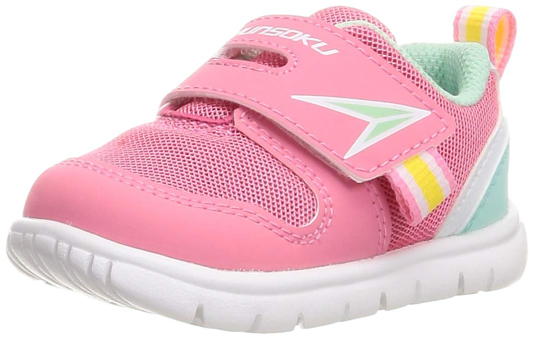 [シュンソク] ベビーシューズ スニーカー 男の子 女の子 足育 幅広 軽量 12~15cm SJB 9520 9840 ピンク/ミント 13.5 cm