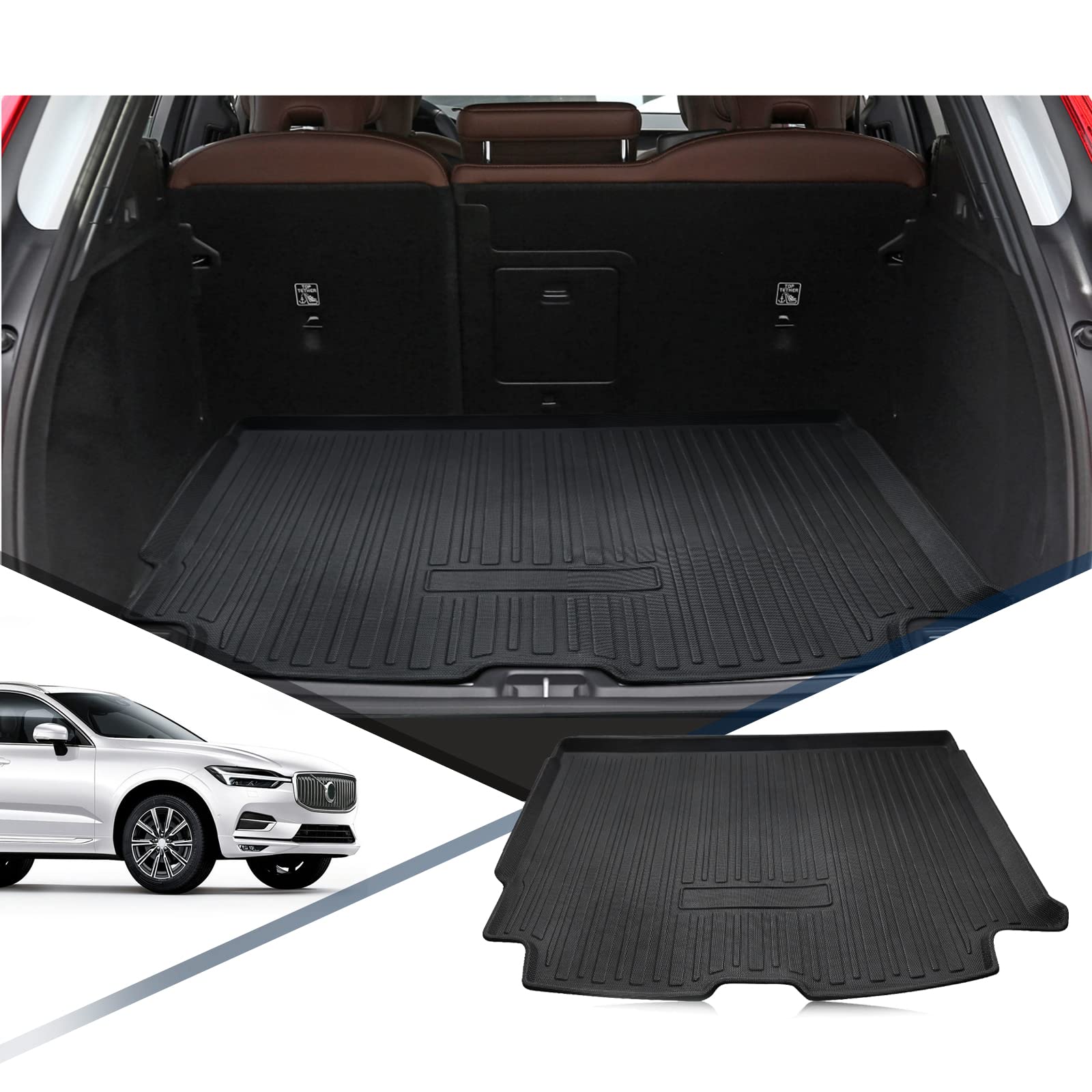 RUIYAボルボxc60 ラゲッジマット トラックマット xc60 ラゲッジトレイ カーゴマットトランクトレイ フロアマットカーパーツ 荷台マット 車トランクシート 滑り止め TPE素材 保護 パーツ 防水 耐摩擦 キズ防止 汚れに強い 装着簡単