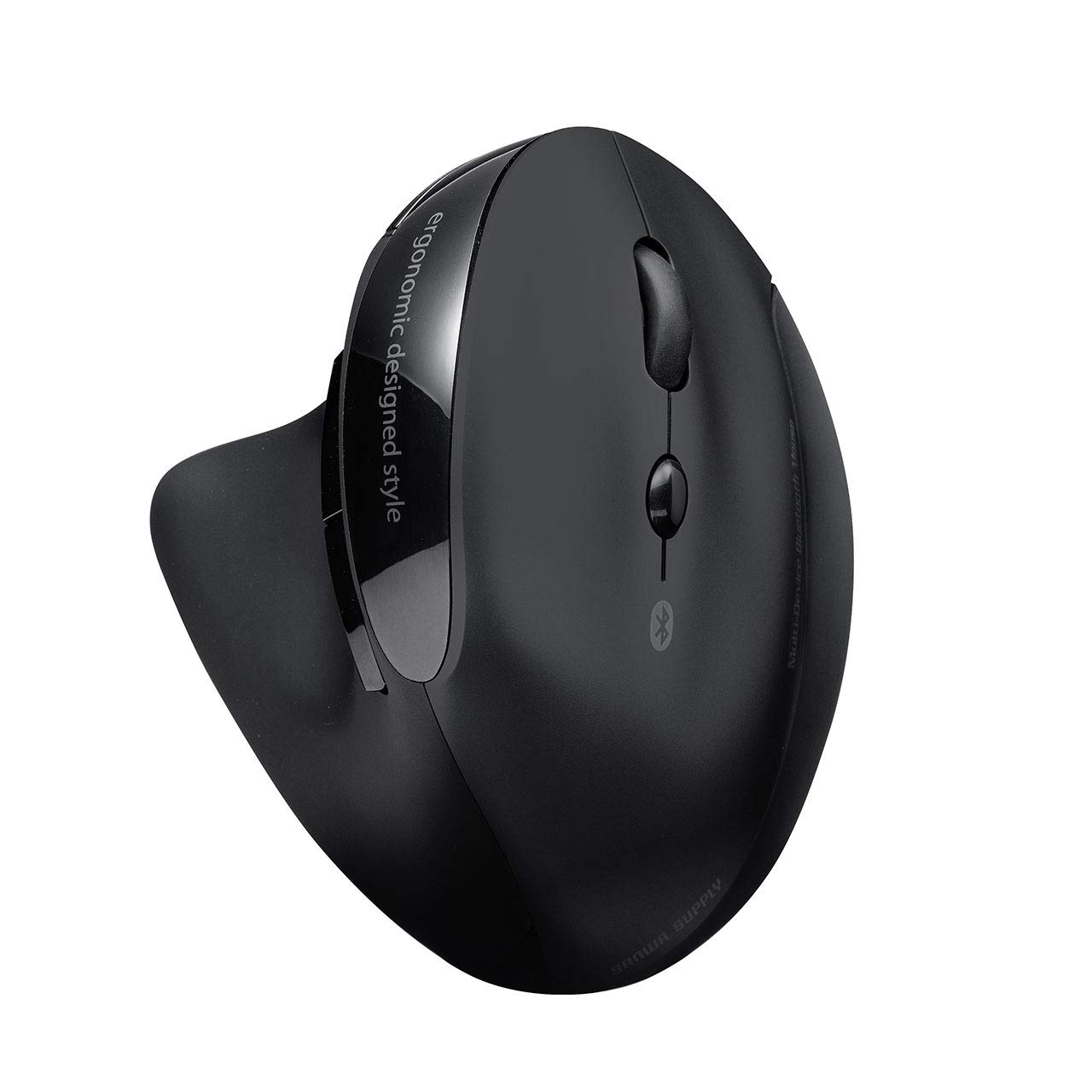 サンワダイレクト Bluetooth エルゴノミクスマウス マルチペアリング 3台ワンタッチ切替 充電式 静音 5ボタン ブルーLED 400-MABT127