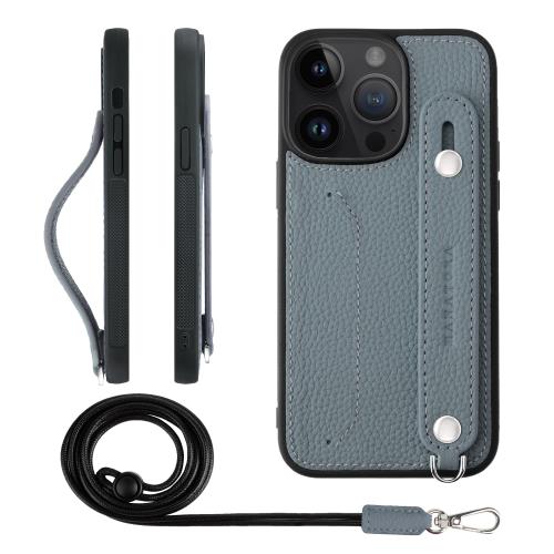 HANATORA iPhone14ProMax 容れもの 本革 耐衝撃 うしろ側三尺帯 ストラップリング スマホケース スマホ 照明ランプ役立つこと ネックストラップ 付き添い人 歌留多隠し シュリンクレザー 差し上げ物 青碧薄墨色 CGHGZ-14ProMax-BlueGray