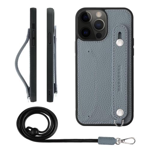 HANATORA iPhone13ProMax 容れもの 本革 耐衝撃 うしろ側三尺帯 ストラップリング スマホケース スマホ 照明ランプ役立つこと ネックストラップ 付き添い人 歌留多隠し シュリンクレザー 差し上げ物 青碧薄墨色 CGHGZ-13ProMax-BlueGray