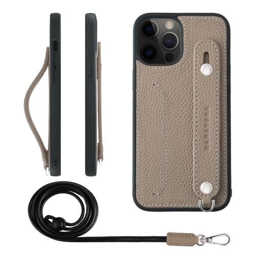 HANATORA iPhone12ProMax 容れもの 本革 耐衝撃 うしろ側三尺帯 ストラップリング スマホケース スマホ 照明ランプ役立つこと ネックストラップ 付き添い人 歌留多隠し シュリンクレザー 差し上げ物 グレージュ CGHGZ-12ProMax-Grege
