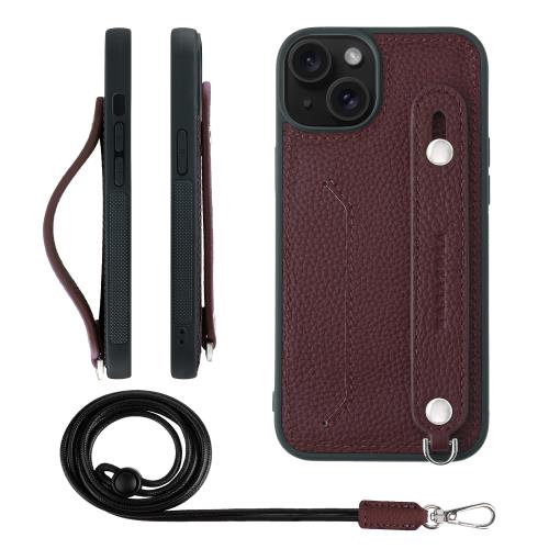 HANATORA iPhone15 容れもの 本革 耐衝撃 うしろ側三尺帯 ストラップリング スマホケース スマホ 照明ランプ役立つこと ネックストラップ 付き添い人 歌留多隠し シュリンクレザー 差し上げ物 ブドウ酒 CGHGZ-15-Wine