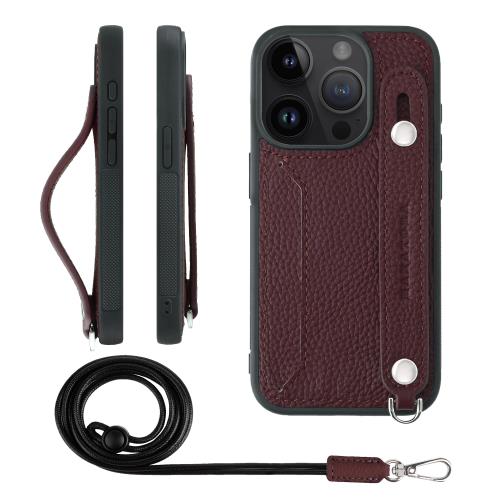 HANATORA iPhone15Pro 容れもの 本革 耐衝撃 うしろ側三尺帯 ストラップリング スマホケース スマホ 照明ランプ役立つこと ネックストラップ 付き添い人 歌留多隠し シュリンクレザー 差し上げ物 ブドウ酒 CGHGZ-15Pro-Wine
