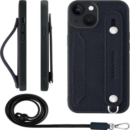 HANATORA iPhone13 容れもの 本革 耐衝撃 うしろ側三尺帯 ストラップリング スマホケース スマホ 照明ランプ役立つこと ネックストラップ 付き添い人 歌留多隠し シュリンクレザー 差し上げ物 米国海軍 CGHGZ-13-Navy