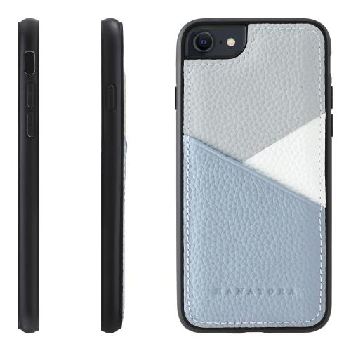 HANATORA 8/7/SE3/SE2(第3世代/第2世代) 専用ケース 本革 耐衝撃 スマホケース スマホ カードポケット パステルカラー シュリンクカーフレザー ギフト マグネットなし ブルーグレー PSP-8SE-BlueGray