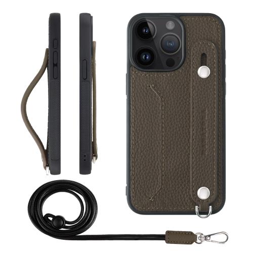 HANATORA iPhone15ProMax 容れもの 本革 耐衝撃 うしろ側三尺帯 ストラップリング スマホケース スマホ 照明ランプ役立つこと ネックストラップ 付き添い人 歌留多隠し シュリンクレザー 差し上げ物 トープ CGHGZ-15ProMax-Taupe