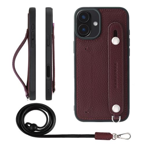 HANATORA iPhone16Plus 容れもの 本革 耐衝撃 うしろ側三尺帯 ストラップリング スマホケース スマホ 照明ランプ役立つこと ネックストラップ 付き添い人 歌留多隠し シュリンクレザー 差し上げ物 ブドウ酒 CGHGZ-16Plus-Wine