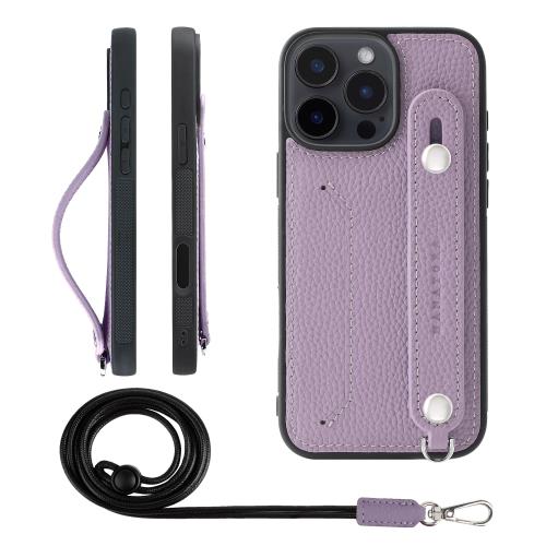 HANATORA iPhone16ProMax 容れもの 本革 耐衝撃 うしろ側三尺帯 ストラップリング スマホケース スマホ 照明ランプ役立つこと ネックストラップ 付き添い人 歌留多隠し シュリンクレザー 差し上げ物 パープル CGHGZ-16ProMax-Purple
