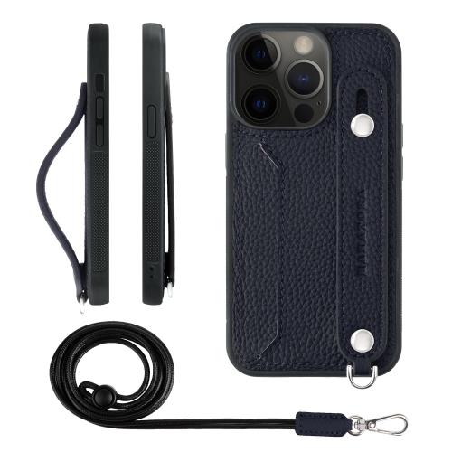 HANATORA iPhone13Pro 容れもの 本革 耐衝撃 うしろ側三尺帯 ストラップリング スマホケース スマホ 照明ランプ役立つこと ネックストラップ 付き添い人 歌留多隠し シュリンクレザー 差し上げ物 米国海軍 CGHGZ-13Pro-Navy