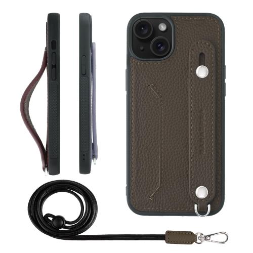 HANATORA iPhone15Plus 容れもの 本革 耐衝撃 うしろ側三尺帯 ストラップリング スマホケース スマホ 照明ランプ役立つこと ネックストラップ 付き添い人 歌留多隠し シュリンクレザー 差し上げ物 トープ CGHGZ-15Plus-Taupe