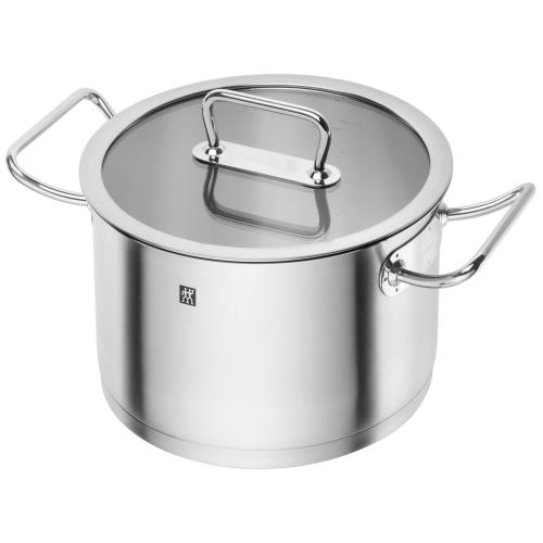 ZWILLING ツヴィリング 「 プロ ストックポット 24cm (ガラス蓋付) 」 両手 深型 鍋 ステンレス 底面3層構造 IH対応 6.25L日本正規販売品 65123-240