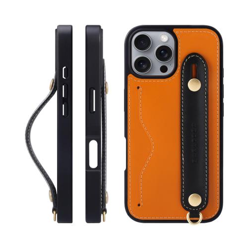 HANATORA 16Pro ケース 本革 耐衝撃 背面ベルト ストラップリング スマホケース スマホ スタンド機能 ネックストラップ 付き イタリアンレザー ギフト オレンジ+ブラック CGH-16Pro-Orange-BK 5,144円
