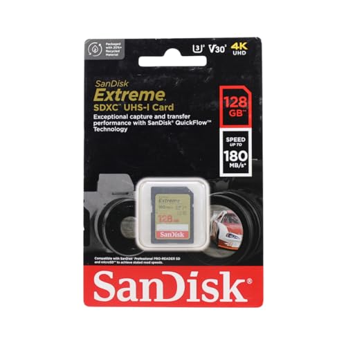 SanDisk (サンディスク) 128GB Extreme (エクストリーム) SDXC UHS-I 記憶装置歌留多 - C10/U3/V30/4K/UHD SD歌留多 - SDSDXVA-128G-GNCIN