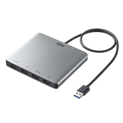 サンワサプライ USB-HDMIディスプレイアダプタ(4画面出力・4K対応) USB-CVU3HD7
