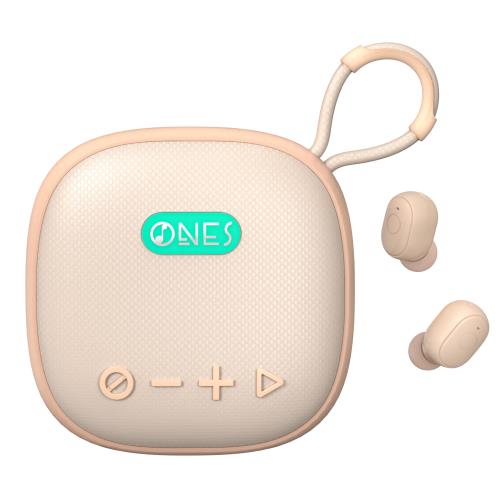 ONES MusPlay イヤホン付き ポータブルスピーカー 無線2-in-1 Bluetooth, スマート Hi-Res音質 5W大音量 [ 24時間スピーカー/60時間イヤホン 超長時間再生 ] [ ワイヤレス/AUX有線 / MP3メモリー再生 ] [ ゲーム/音楽 モード ] 軽量 コンパクト