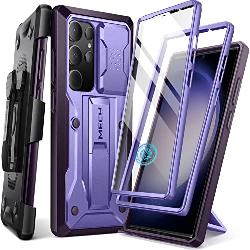 Tongate Samsung Galaxy S23 Ultraケース、スライド式カメラカバー＆スクリーンプロテクター内蔵2つのフロントフレームミリタリーグレードの衝撃吸収S23 Ultra用ケース、キックスタンド＆ベルトクリップ付き、6.8インチ、パープル