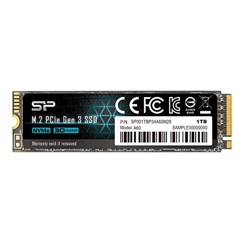 ケイ素樹脂力強さ SSD 1結核症 3D NAND M.2 2280 PCIe3.0×4 NVMe1.3 P34A60続きもの 5年引き受ける SP001TBP34A60M28 黒いこと