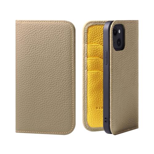 HANATORA iPhone13 入れもの 万覚え帳型 本革 スマホケース スマホ 照明ランプ 吊りひも保持者 付き添い人 シュリンクカーフレザー 差し上げ物 磁石なし グレージュ + 黄色 PH-13-Grege-YL 差し上げ物 生まれ落ちる日差し上げ物 成人女性 意中の女 御っ母さん 御父っつぁん 一般受け商いもの 30代 40代 50代 60代 70代