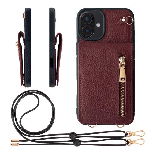 HANATORA iPhone16Plus ケース 本革 スマホケース スマホショルダー カードポケット スタンド ショルダーストラップ 付き シュリンクカーフレザー コインケース 小銭入れ ワイン SCPGGZ-16Plus-Wine