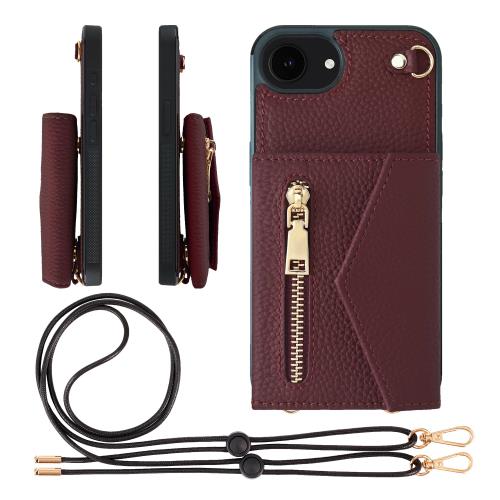 HANATORA iPhone16e 容れもの 肩肉 本革 シュリンクレザー 耐衝撃 スマホケース スマホ ストラップ 付き添い人 チャック スマホショルダー 取りまかなう 歌留多隠し 歌留多納める 釣り銭入れ ブドウ酒 BPCGZ-16e-Wine