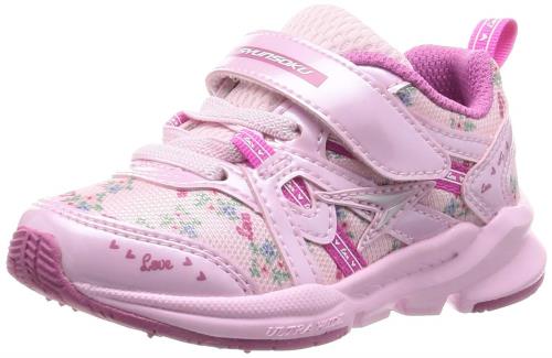 [シュンソク] スニーカー キッズ 女の子 子供靴 幅広 軽量 15~23cm 3E 2.5E LEC 6120 6440 ピンク_花柄 21.5 cm