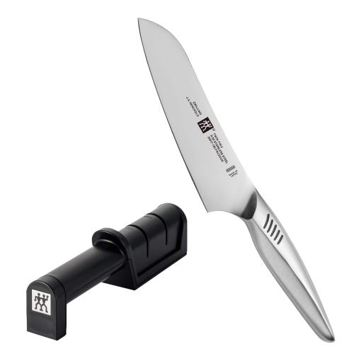 Zwilling ツヴィリング 「 ツインフィン 2 マルチパーパス165mm / モンドシャープナー 2pcsセット 」 三徳 包丁 研ぎ器 ギフト オールステンレス 日本製 食洗機対応 Twin Fin 30910-001