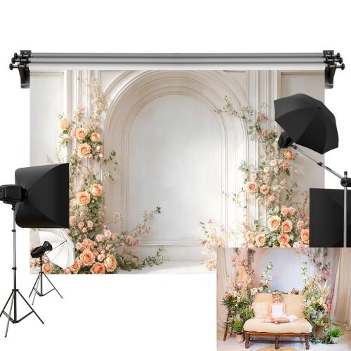 Kate 2.5x2.5m 背景布 花の背景 白い壁 背景シート 撮影用 背景紙 カスタマイズ可能な背景
