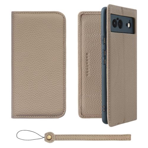 HANATORA Google Pixel 6 ケース 手帳型 本革 スマホケース スマホ スタンド ストラップ 付き シュリンクカーフレザー ギフト ベルトなし マグネットなし グレージュ H0XA-GP6-Grege ギフト 誕生日ギフト 女性 彼女 お母さん お父さん 人気商品 30代 40代 50代 60代 70代