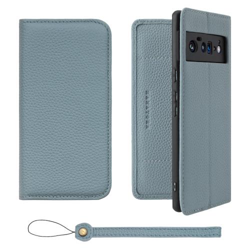 HANATORA Google Pixel 6Pro ケース 手帳型 本革 スマホケース スマホ スタンド ストラップ 付き シュリンクカーフレザー ギフト ベルトなし マグネットなし ブルーグレー H0XA-GP6Pro-BlueGray ギフト 誕生日ギフト 女性 彼女 お母さん お父さん 人気商品 30代 40代 50代 60
