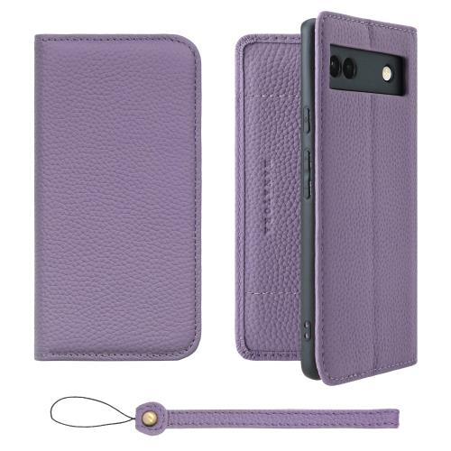 HANATORA Google Pixel 6a ケース 手帳型 本革 スマホケース スマホ スタンド ストラップ 付き シュリンクカーフレザー ギフト ベルトなし マグネットなし パープル H0XA-GP6a-Purple ギフト 誕生日ギフト 女性 彼女 お母さん お父さん 人気商品 30代 40代 50代 60代 70代