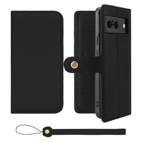 HANATORA Google Pixel 8 ケース 手帳型 本革 スマホケース スマホ スタンド ストラップ 付き シュリンクカーフレザー ギフト ベルトあり マグネットなし ブラック H0XB-GP8-Black ギフト 誕生日ギフト 女性 彼女 お母さん お父さん 人気商品 30代 40代 50代 60代 70代