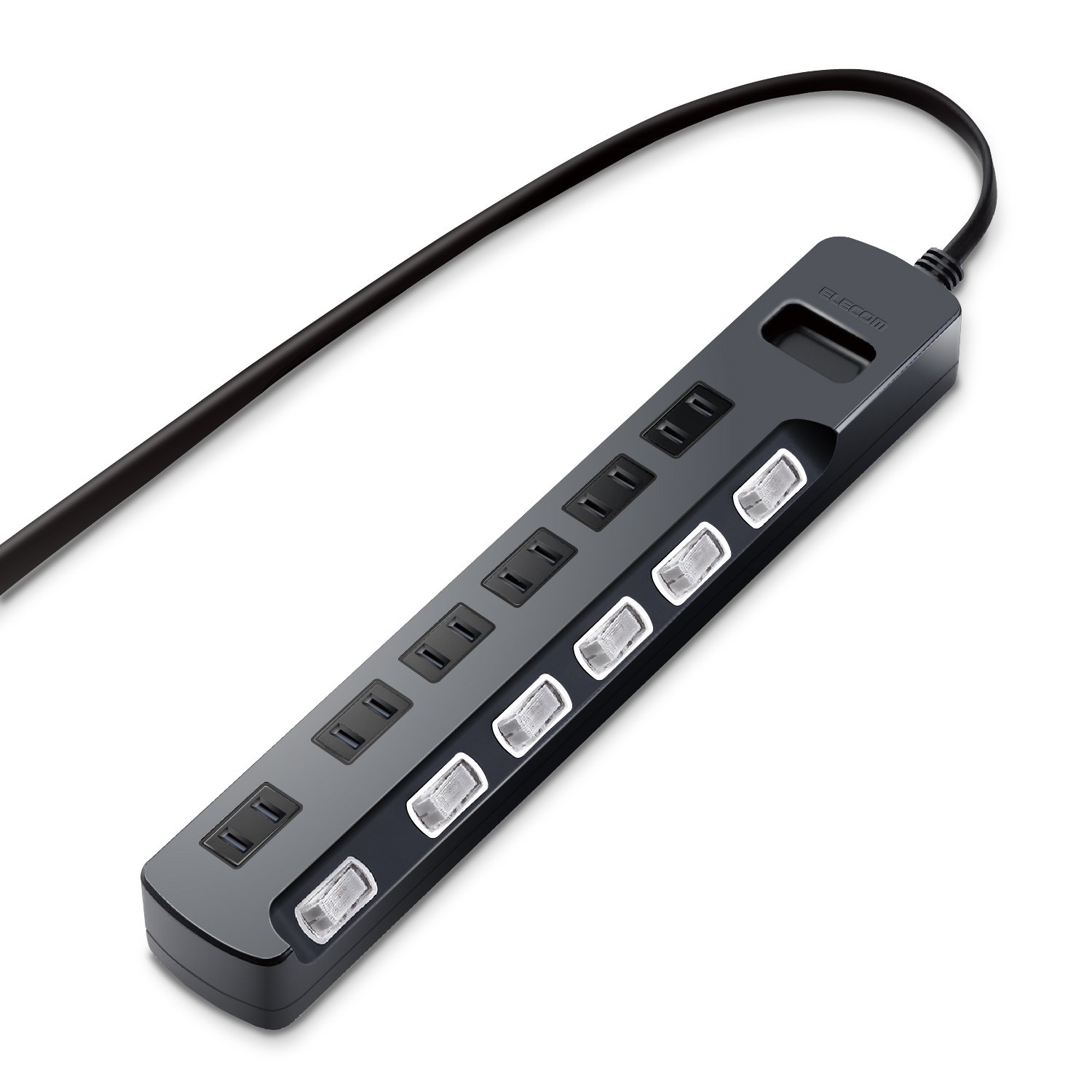 エレコム 電源タップ 雷ガード 個別スイッチ ほこりシャッター付 スイングプラグ 6個口 5m ブラック AVT-K6A-2650BK