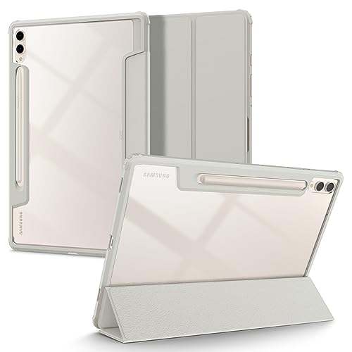 Spigen Galaxy Tab S9 Plus ケース 背面 クリア 透明 米軍MIL資格 スリム スタンド 耐衝撃 傷防止 カメラ保護 オートスリープ ウルトラ・ハイブリッド・プロ ACS06836 (グレー)