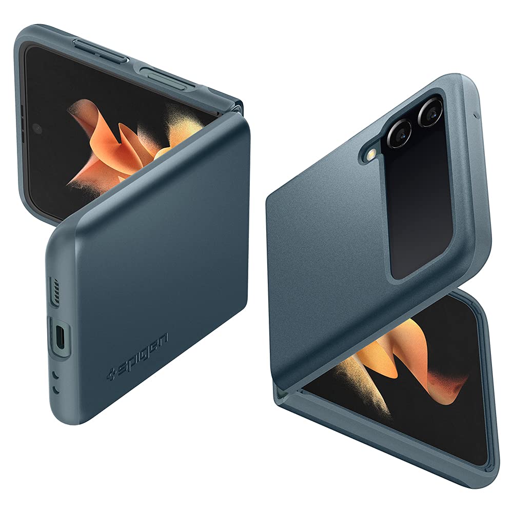 Spigen Galaxy Z Flip3 ケース [ SC-54B | SCG11 ] 厚さ1.5mm 2重構造 [TPU+PC] マット仕上げ カメラ保護 画面保護 薄型 軽量 指紋防止 傷防止 ワイヤレス充電対応 ギャラクシー Z フリップ3 シン・フィット ACS03079 (シャイニー・グリーン)