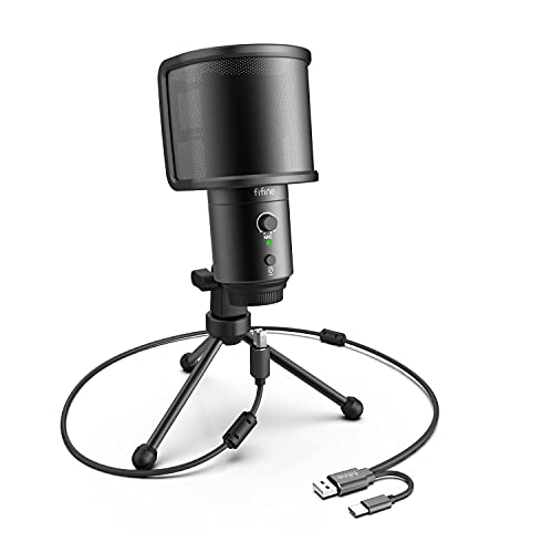 FIFINE USBコンデンサーマイクロホン マイコンマイクロホン プレステマイク むき出し指向性 イヤ電話機最終生産物端子付き添い人 USB-A/Cの分かれ出る有線テレビ付き添い人 受けが良いかばい立て付き添い人 ワンタッチミュート YouTube Skype Discord Zoom 吹き込み 取り組み実況 ボイズチャット ライブ配送 在宅仕え奉る テレ細工物 web円卓会議 パソコンのW